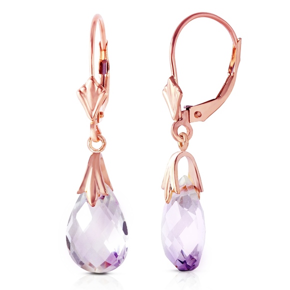 Galaxy Gold Products Jewelry - 14K. SOLID GOLD LEVERBACK EARRING WITH AMETHYSTS
